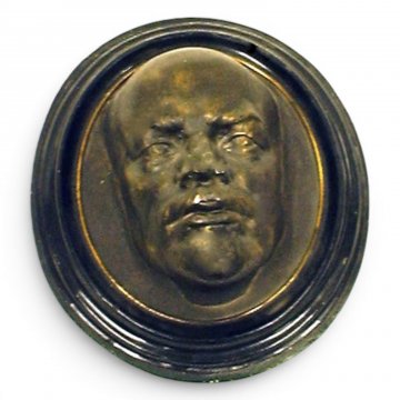 Bild LENIN Gesichtsabdruck, Gipsrelief schwarz, Profilrahmen K.stoff schwarz, H49xB43