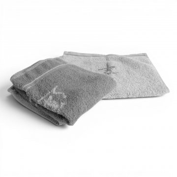 Gästehandtuch, Frottee, grau, chinesische Schriftzeichen