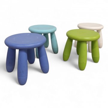 Kinderhocker MAMMUT, K.stoff blau, türkis, weiß oder h´grün, 4 Beine rund schräg, Sitz rund