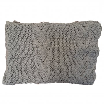 Strickdecke 130x180cm, grau, grob gestrickt, große Zopfmuster