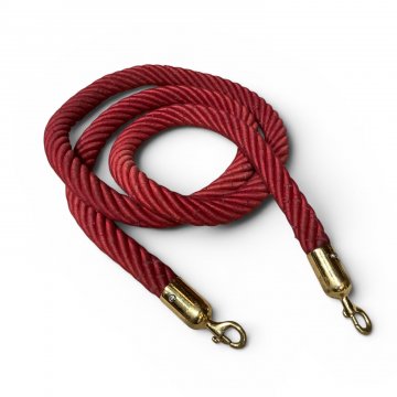Absperrkordel, rot, Hanf, Karabinerhaken Messing, 250cm