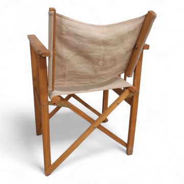 Regiestuhl, Eiche natur, Sitz und Rücken Leinenbespannung beige, klappbar