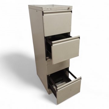 Aktenstahlschrank, grau, 4 Schübe mit Hängeregister, B40xT60xH135