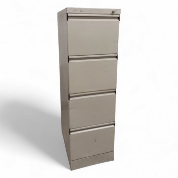 Aktenstahlschrank, grau, 4 Schübe mit Hängeregister, B40xT60xH135