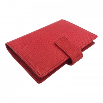 Brieftasche / Kartenhalter, rotes Leder, Eidechse, BETHGE