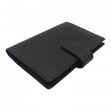 Brieftasche / Kartenhalter, schwarzes Leder, geprägt, BETHGE