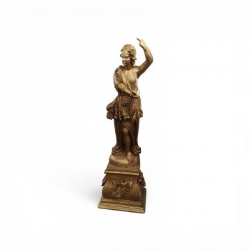 Figur Hl. Iniuria, Holz geschnitzt, gold, historischer Damenkopf, 150cmH