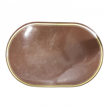 Tischauflage, Plastik braun, oval, Goldkante