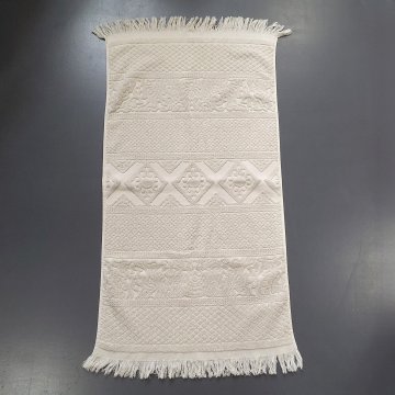 Handtuch 50x100 beige, strukturiert Rautenmuster, Fransen, pad