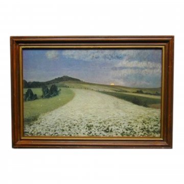 Bild, "'Feldlandschaft", auf Pappe, brauner Holzrahmen, 32x41cm