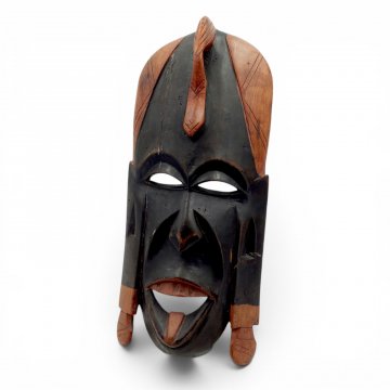 Maske STAMMESMASKE afrikanisch, Holz geschnitzt rot/schwarz, H38xB17